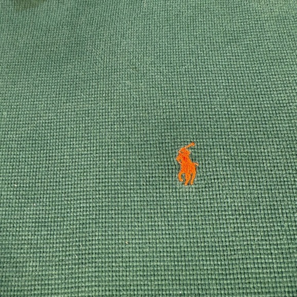 Polo Ralph Lauren thermal warm Mens 2XL Green Waffle Knit Long Sleeve Top - Picture 8 of 11